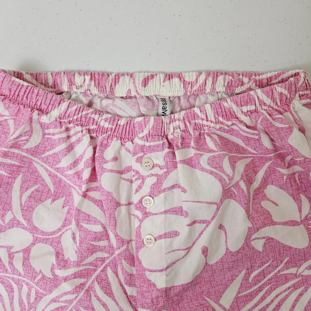 PJ Salvage Women's Small Lounge Pants Pink Tropical Cotton Lightweight Pajama - Picture 11 of 16